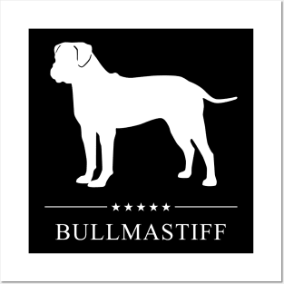 Bullmastiff Dog White Silhouette Posters and Art